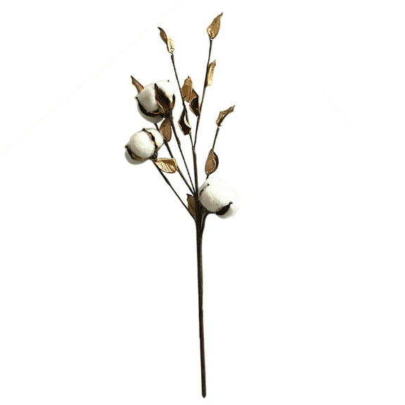 45cm Dried Cotton Stems 3 Cotton Tree Branch Artificial Flowers Home Wedding Decor