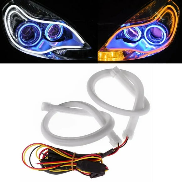 45cm Flexible Turn Signal Light Car Soft Tube 2pcs LED Strip Light DRL Daytime Running Headlight Lamp Dual Color