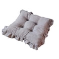 thumbnail image 1 of 45cm Square Velvet Chair Cushion, Ruffled Edge Floor Pad, Soft Non Slip Seat Mat with Fixed Strap for Office Home Outdoor Chair Decoration, 1 of 6