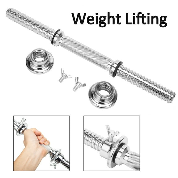 45cm Stainless Steel Chrome Dumbbell Bars,Dumbbell Handles Spinlock Collar Set for Sport Workout Fitness Barbell Strength Training