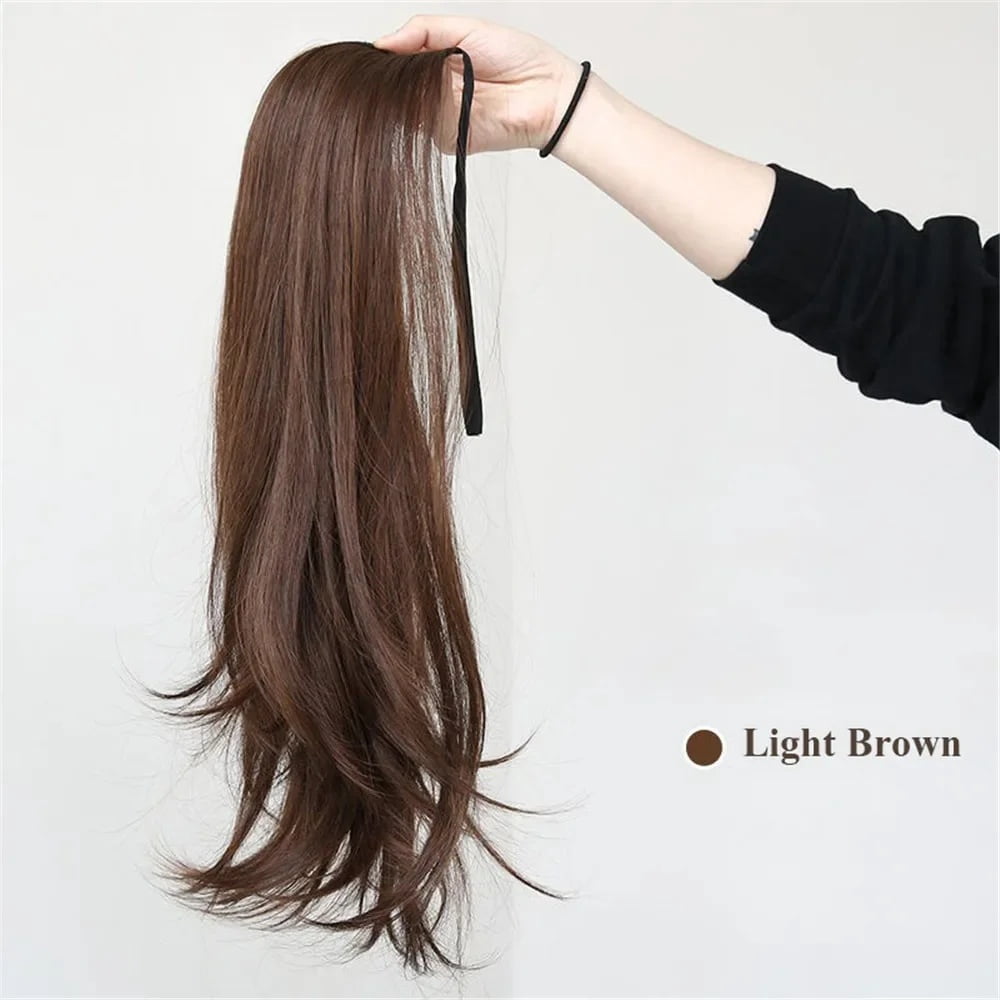 45cm Woman Wig Synthetic Natural Long Straight Ponytail Bandage Type Wig Hair Tail Curly Wig Piece Hair Extensions