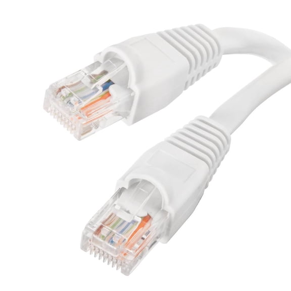 45ft (13.7M) Cat6 Flat Ethernet Cable 45 Feet (13.7 Meters) Gigabit Lan Network Cable RJ45 High Speed Patch Cord for Xbox,PS4,PS3,Modem,Router,LAN, Switch Compatible Cat5e/Cat6 Network, White (2 Pack)