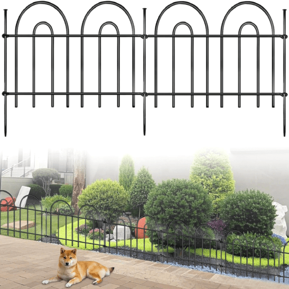45ft X 13in Animal Barrier Fence, 32 Panels No Dig Fence for Dogs Rabbit, Anti Digging Defense Barrier Garden Edging Border, Rustproof Metal Arched Decorative Garden Fencing for Outdoor, Yard, Lawn