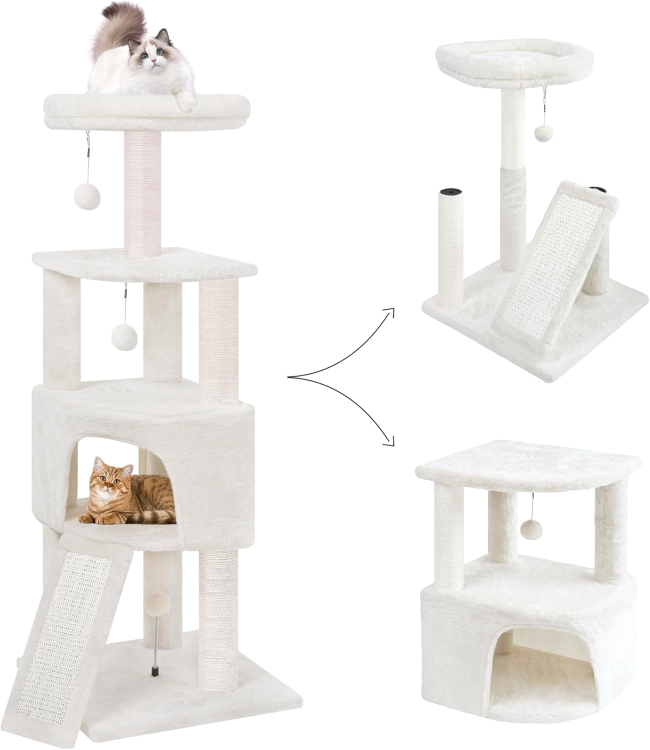 45in Cat Tree Tower with Big Condo for Indoor Kitten,Cat Tower with ...