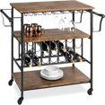 45in Industrial Wood Shelf Bar & Wine Storage Service Cart Trolley w