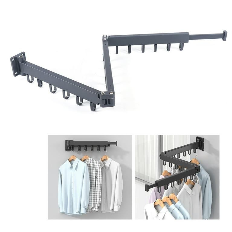 45in Tri-fold Clothes Hanger Drying Rack Foldable Wall Mounted