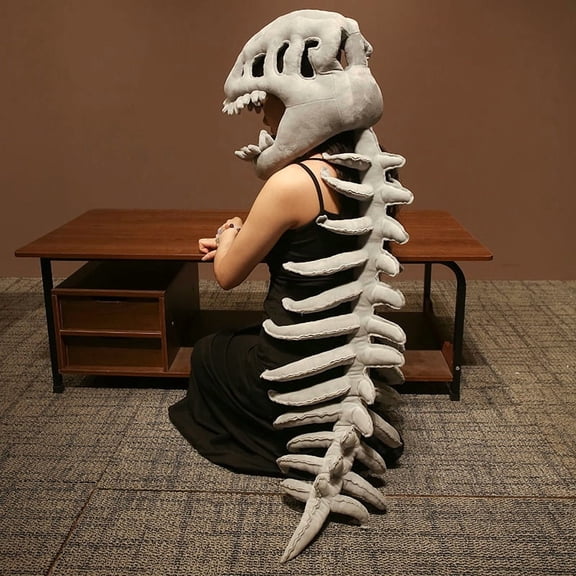 45in Tyrannosaurus Rex Skeleton Plush Toy, Soft Lifelike Party Costume