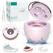 45kHz Ultrasonic Retainer Cleaner Machine, 200ML Denture Cleaner, 4 Modes with Digital Timer Mouth Guard Cleaner for Aligner, Night Guard, Braces, Toothbrush, Jewelry and More (Pink)