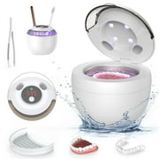 Chosibuk 45kHz Ultrasonic Retainer Cleaner Machine,  Denture Cleaner, 4 Modes , Night guard, Braces, Toothbrush, Jewelry and More (White)
