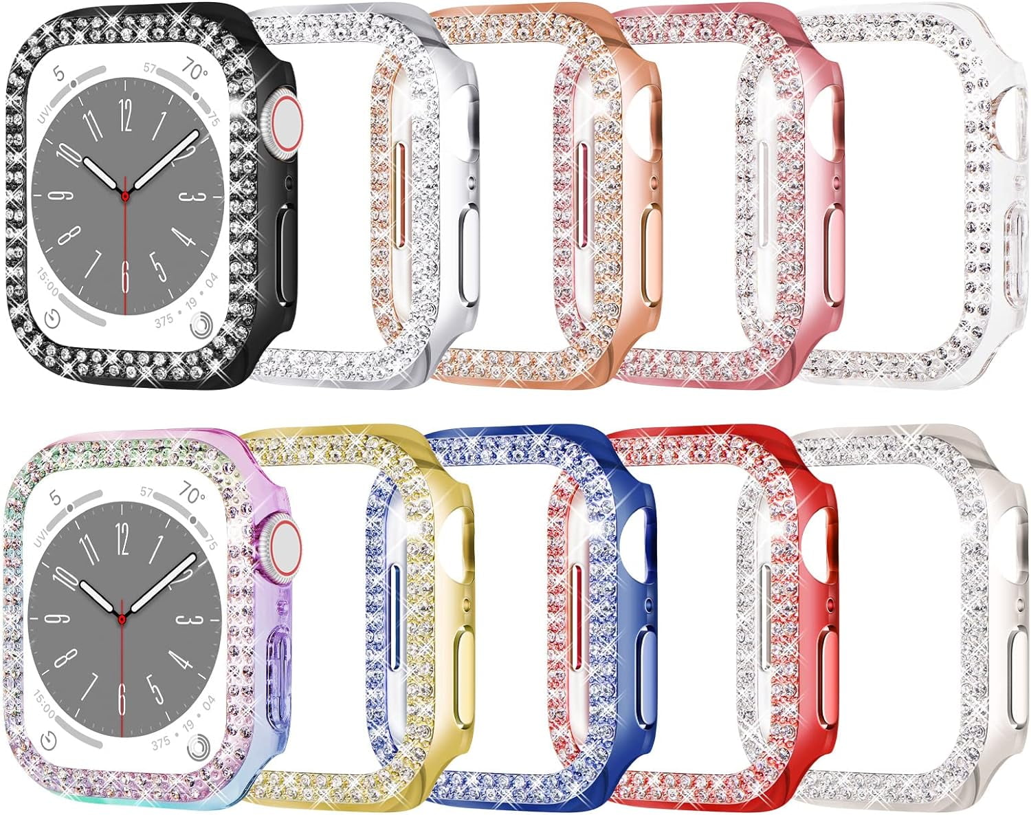 45mm Case Compatible with Apple Watch 9 8 7 Case, Bling Cover Diamond