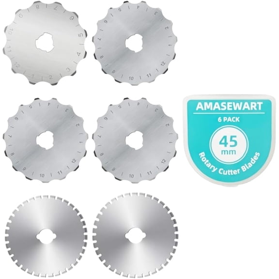 45mm Crochet Edge Rotary Cutter Blades, Skip Stitch Blades Fits , Perforating Replacement Blade, Pack of 6