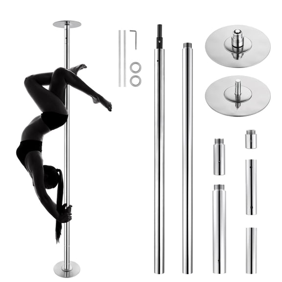45mm Professional Dancing Pole, Removable Spinning Static Dancing Pole Stainless Steel Height Adjustable Fitness Pole for Exercise Home Club Gym, Silver