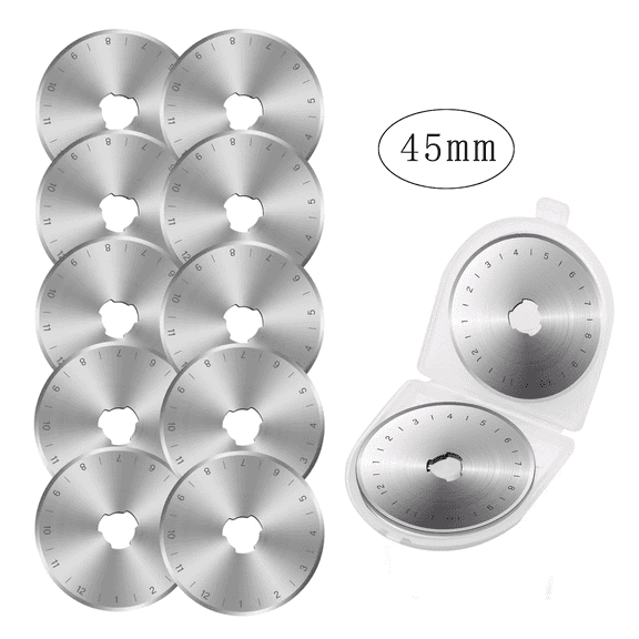 10pcs 45mm Rotary Cutter Blades For Fabric, Quilting Supplies, Sewing Supplies, Fabric Cutter Replacement Blades Fits For Olfa, Fiskars Cutter Refill