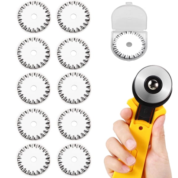 45mm Rotary Cutter Blades 10Pcs , fits Fiskars Olfa Martelli Truecut Cutter, Crochet Edge, Pinking Rotary Cutters Replacement Blades Quilting Sewing Tools for Arts Crafts