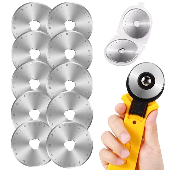 45mm Rotary Cutter Blades 10Pcs, fits Fiskars Olfa Martelli Truecut Cutter, Rotary Cutters Replacement Blades for Quilting, Scrapbooking, Sewing, and Arts Crafts