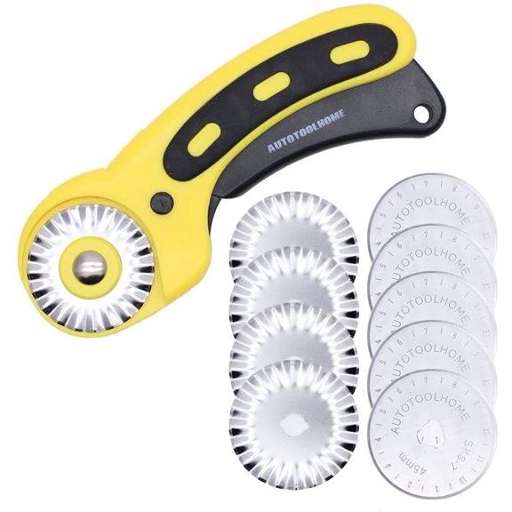 45mm Wavy Rotary Cutter 10pc Pinking Circular Refill Blades Fabric Paper Cutters Cutting Knife Patchwork Leather Sewing Tool