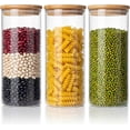 45oz - 3 Pack Glass Jars with Bamboo Lids, Pantry Storage Containers ...