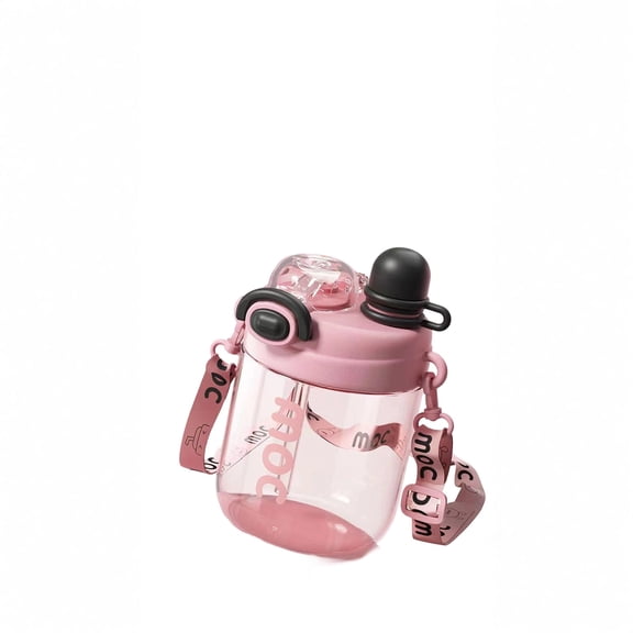 45oz Large Capacity Water Bottle with Adjustable Shoulder Strap Cute Portable Water Jug for Travel Outdoor Sports Fitness Wide Mouth Leakproof Straw Pink Pink