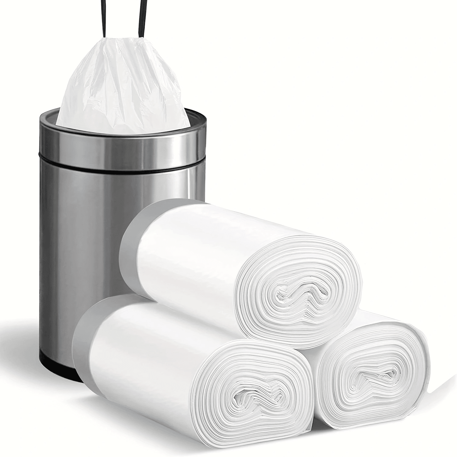 45pcs/3rolls, Small Drawstring Trash Bags 4 Gallons, Plastic Garbage Can Trash Can Bags 15 Liters For Bathroom Restroom Bedroom Office Toilet