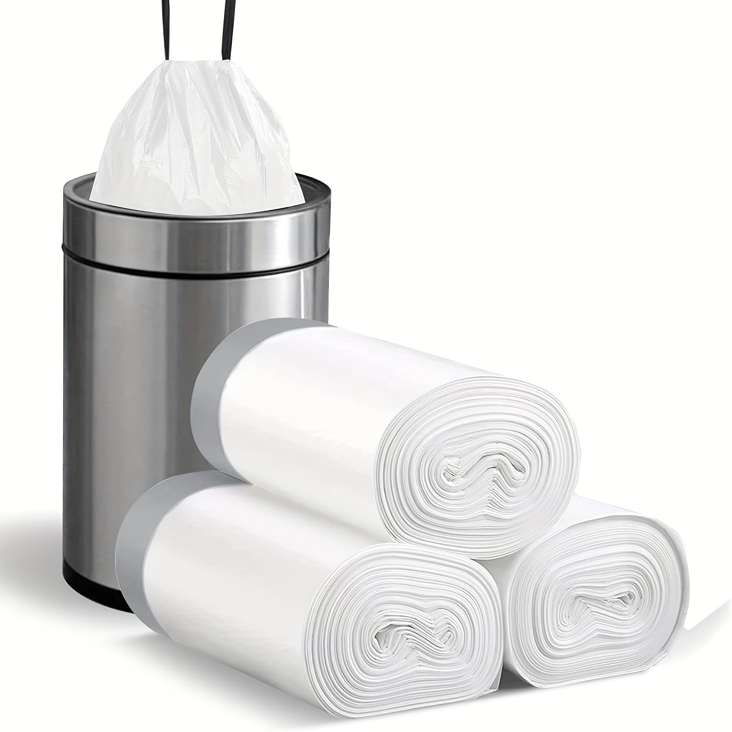 45pcs/3rolls, Small Drawstring Trash Bags 4 Gallons, Plastic Garbage ...