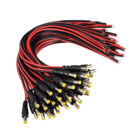 45pcs 5.5mm x 2.1mm Male DC Wire Power Pigtails Adapter Jack Socket Cables