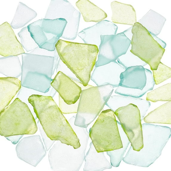 45pcs Sea Glass Pieces 3 Colors Irregular Sea Glass 10 OZ Crushed Glass Vase Filler Frosted Seaglass Pieces Decor for Beach Aquarium Vase Fillers Wedding Party Home Tree DIY Craft Decor for DIY