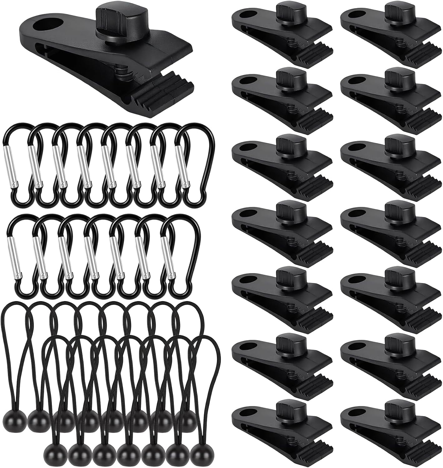 45pcs Tarp Clips, Tarp Clips Heavy Duty, Tie Downs, Heavy Duty Lock Grip, Fasteners, Tent Clips Accessories,Clamps, Bungee Cords with Clips,Suitable for Camping Tents and Swimming Pool Cove