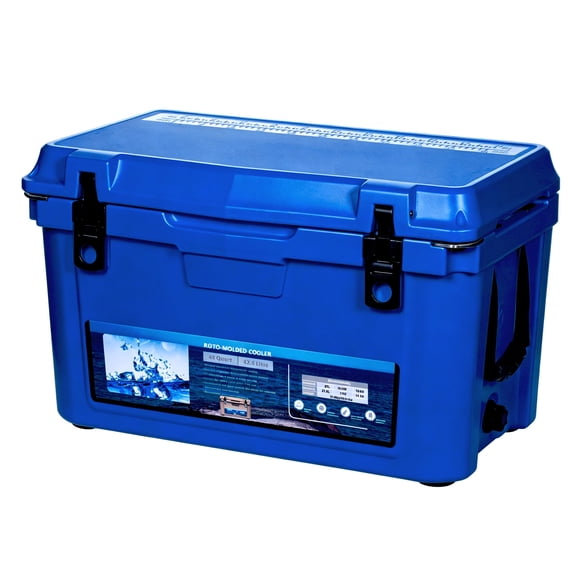 45qt Camping Cooler, Extra-Thick Insulation Keeps Ice Up to 7 Days, Portable Ice Chest Box with Strap & Handle for Food, Drink, Beverage, Beach, Camping, Picnic, Fishing, Boat