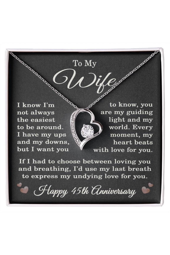 45th Anniversary Necklace for Wife from Husband 45 Years Anniversary Jewelry for Her Women Forever Love Pendant