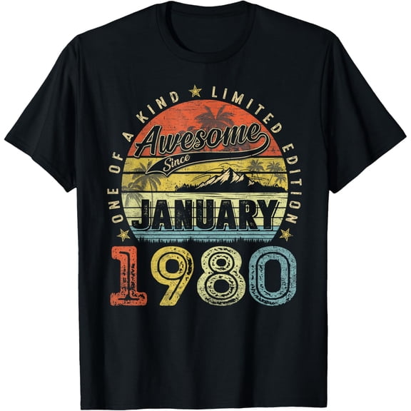 45th Birthday Gift Awesome Since January 1980 45 Year Old T-Shirt