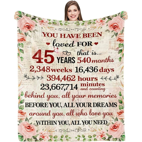 45th Birthday Gifts for Women Happy 45th Birthday Gifts for Her 45 Year Old Birthday Gifts for Women 45th Birthday Decorations for Women Bestie Wife Sister Mom Friends 45th Birthday Blanket 60"x 50"
