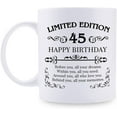 thumbnail image 1 of 45th Birthday Gifts for Women Men - 11 oz Coffee Mug - 45 Year Old Present Ideas for Mom, Dad, Wife, Husband, Son, Daughter, Friend, Colleague, Coworker (45th Birthday Gift), 1 of 6
