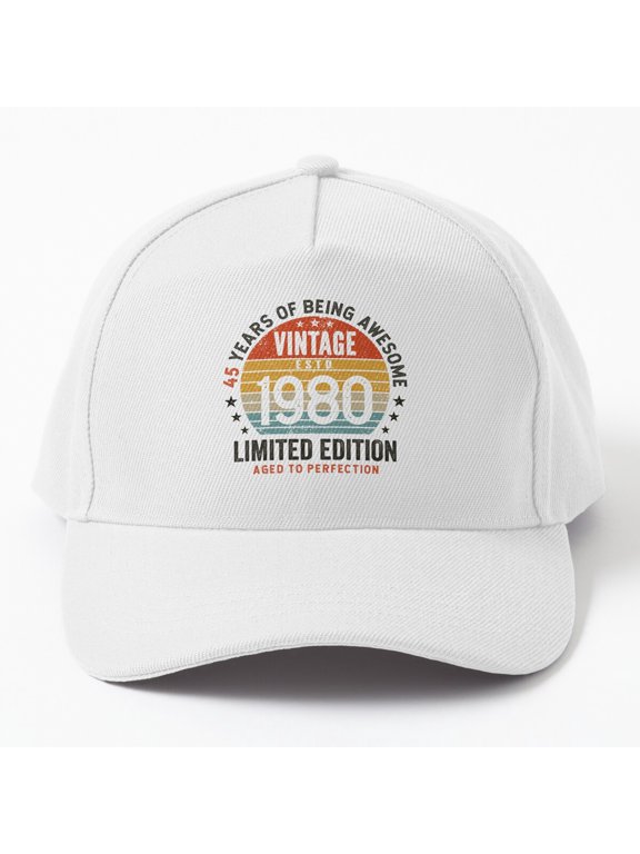 45th Birthday Since 1980 Baseball Hat, Awesome 45 Years Vintage Celebration Design Cap