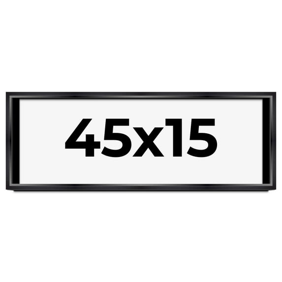45x15 Shadow Box Frame Black | 1.25 inches Deep Real Wood Contemporary Shadowbox Display Frame | UV