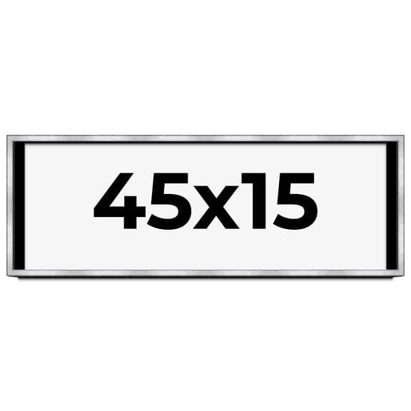 45x15 Shadow Box Frame Silver | 1.375 Inches Deep Real Wood Contemporary Shadowbox Display Frame |