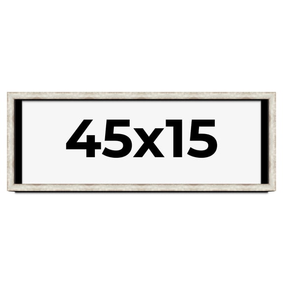 45x15 Shadow Box Frame Silver | 1.625 Inches Deep Real Wood Contemporary Shadowbox Display Frame |