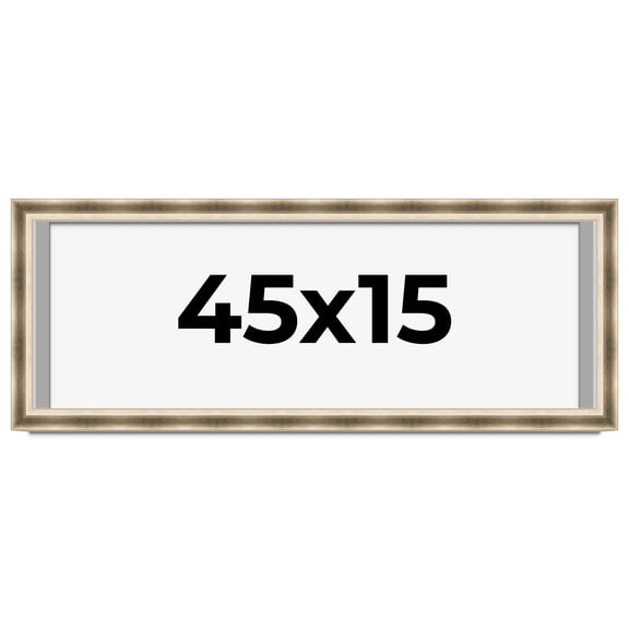 45x15 Shadow Box Frame Silver | 1.75 inches Deep Real Wood Traditional Shadowbox Display Frame | UV