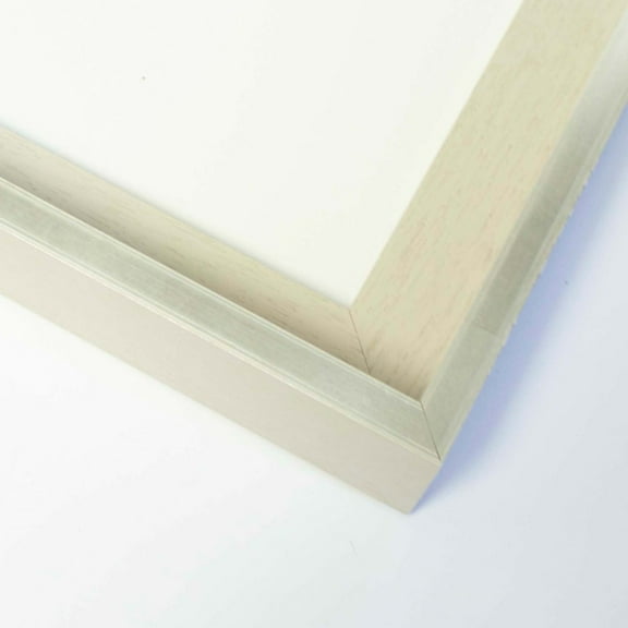 45x17 Canvas Frame Silver & White Solid Wood Floater Frame Width 1.5 Inches | Interior Frame Depth