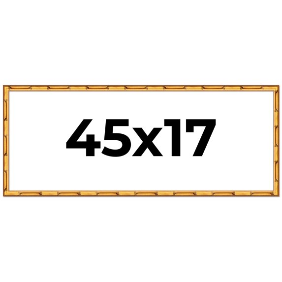 45x17 Frame Gold Bamboo Solid Wood Picture Frame | 1 Inch Moulding Width | Interior Frame Depth