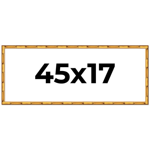 45x17 Frame Gold Bamboo Solid Wood Picture Frame | 1 Inch Moulding Width | Interior Frame Depth