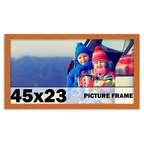 45x23 Frame Honey Pecan Brown Picture Frame - Modern Photo Frame Includes UV Acrylic Shatter Guard