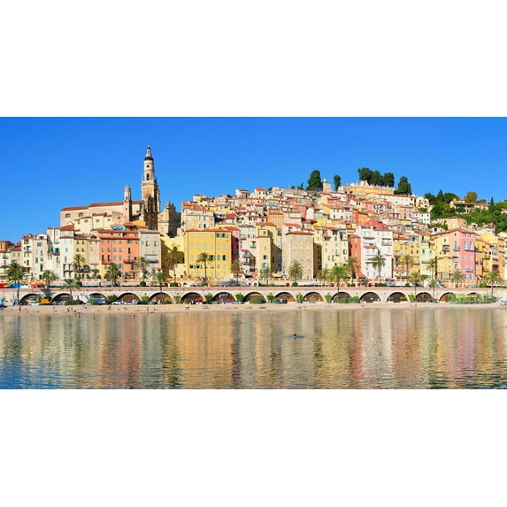 45x24in Photo Paper Cote d'Azur Large Photo Poster Most Beautiful Places in France Menton