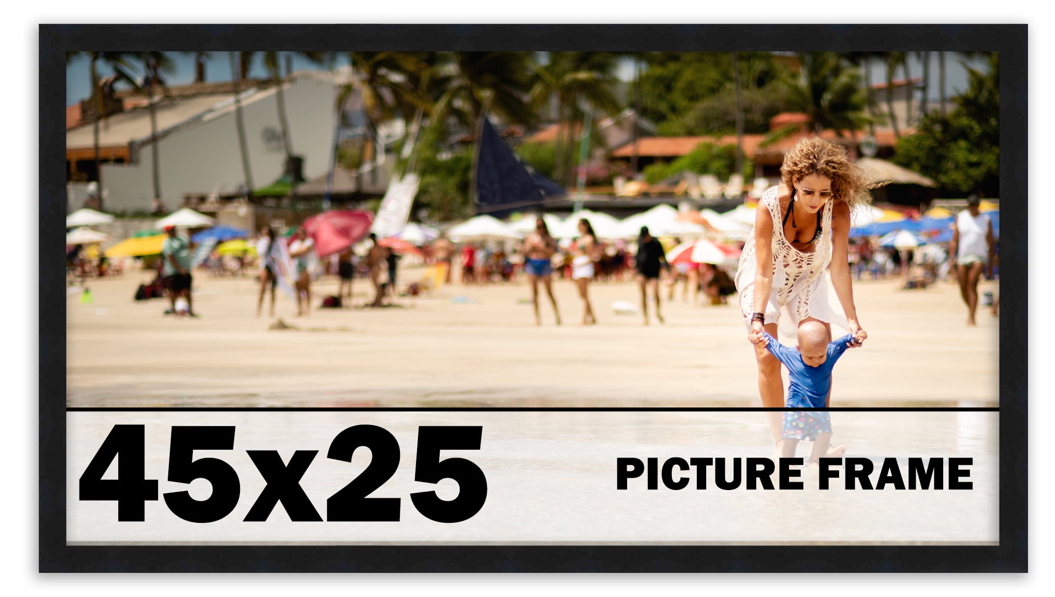 45x25 Frame Black Solid Wood Picture Frame | 0.75 Inch Moulding Width ...