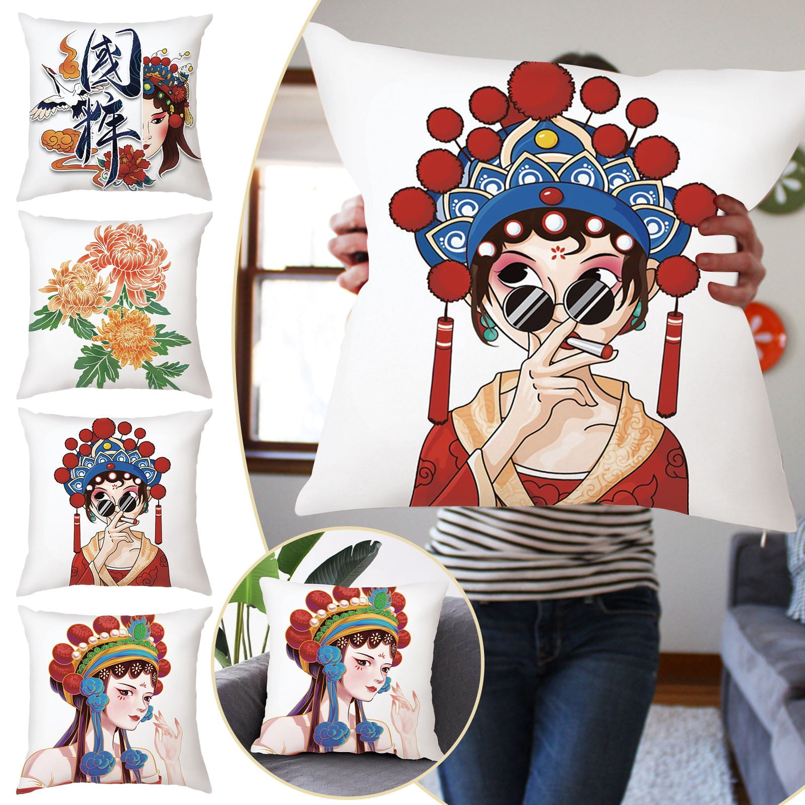 45x45cm Digital Print Peach Skin Pillowcase Pillowcase Single Sleep