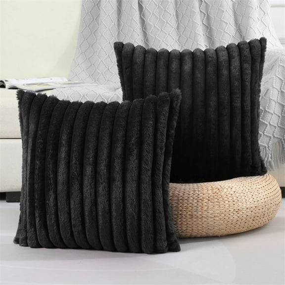 45x45cm Double-Side Faux Fur Plush Decorative Throw Pillow Covers Wide Stripe Couch Cushion Case Soft Fluffy Pillowcases JAF068
