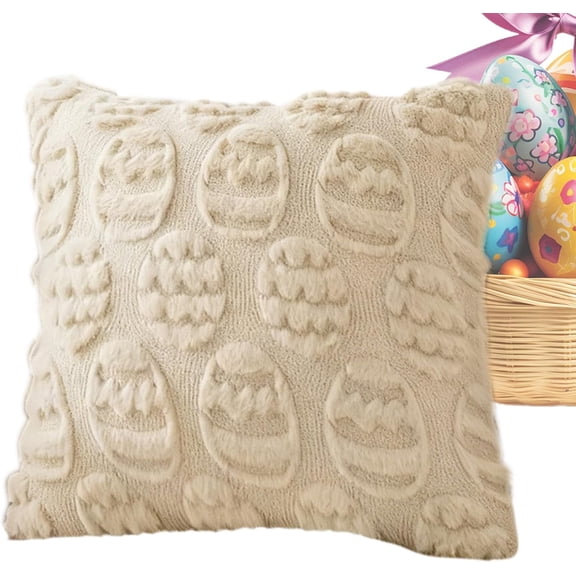 45x45cm Egg Print Soft Pillowcase, Easter Holiday Decorative Throw Pillow, Home Couch Sofa Accent, Indoor Bedroom Living Room Farmhouse Decor, Seasonal Home Accent Cover (Colored)