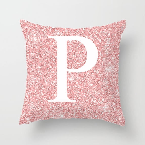 45x45cm Pink Metal Letter Peach Skin Pillowcases Decorative Cushion Cover Home Decoration