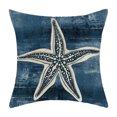 thumbnail image 1 of 45x45cm Single Sided Linen Throw Pillow Cover Blue Starfish Pattern Decorative Cushion Slipcover, 1 of 3