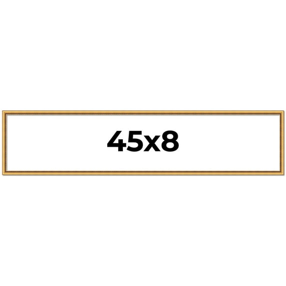 45x8 Frame Beaded Gold Solid Wood Picture Frame | 0.75 Inches Moulding Width | Liscio Oro