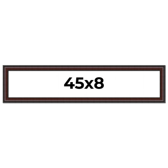 45x8 Frame Brown Round Mahogany Solid Wood Picture Frame | 1.625 Inch Moulding Width | with UV